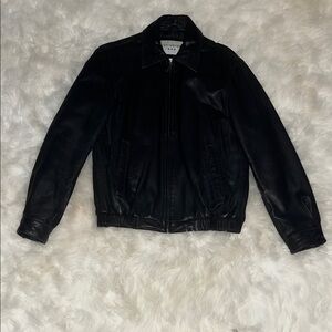 Covington Dark Leather Bomber Jacket